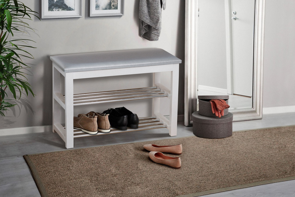 Лавка для взуття №1, біла, кож.зам, сірий Киев - изображение 1