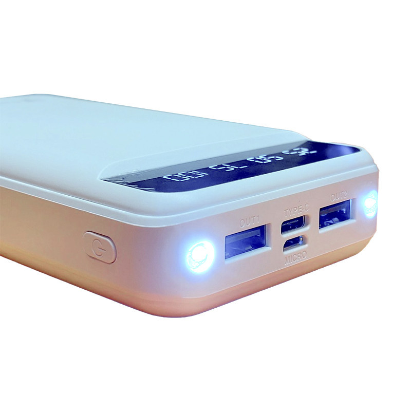 Павербанк для гаджетів 20000 mAh з ліхтариком type-c Білий Київ - фото 3