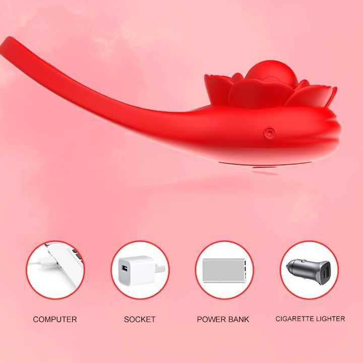 Смарт віброкольце на пеніс і мошонку Love Spouse "Троянда" червоний Вінниця - фото 12