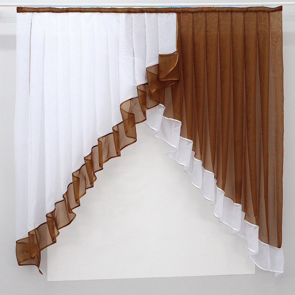 Кухонная занавеска VR-Textil № 023к коричневый с белым 150х150 см (50-520) Киев - изображение 1