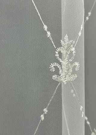 Тюль VR-Textil 1847т Фатин с вышивкой и люрексом Молочный с золотистым 300х270 см (40-201) Киев