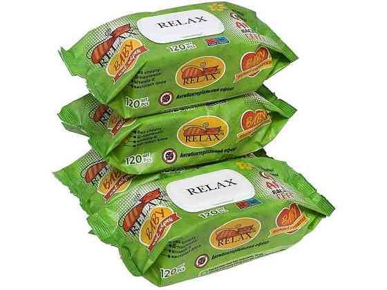Вологі серветки 120шт baby antibacterial ТМ Relax   Solmir Київ