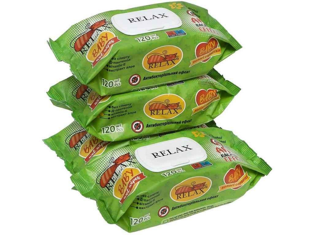 Вологі серветки 120шт baby antibacterial ТМ Relax   Solmir Київ - фото 1