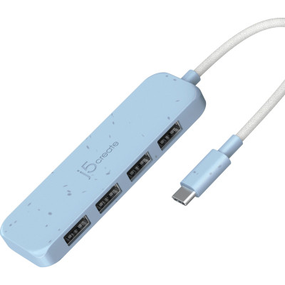 Концентратор J5create USB-C to 4xUSB-A 3.2 10Gbps cyan (JCH341EC-N) Винница - изображение 1