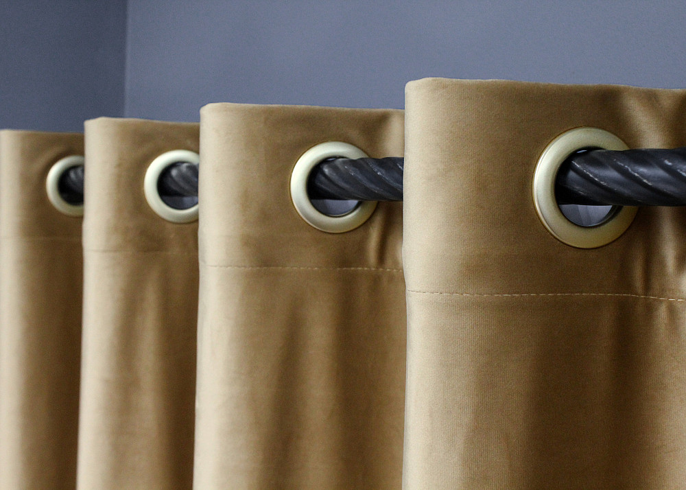 Комплект штор на люверсах VR-Textil Оксамит (бархат) № 1654ш Карамельний 150х280 см 2 шт (37-0230) Київ - фото 6