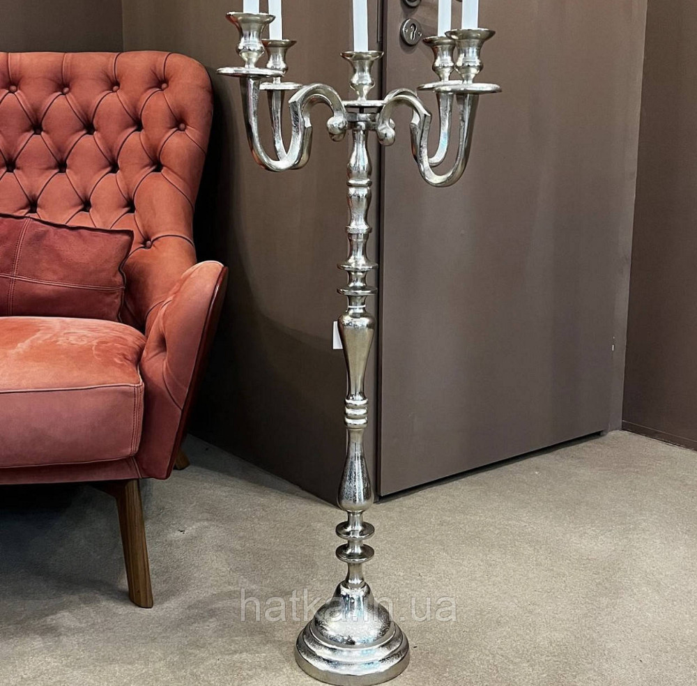 Подсвечник напольный металлический на 5 свечек 94,5х 50 см  «Корона»  серебряный  металл Киев - изображение 4