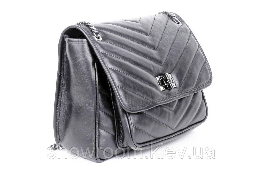 Жіноча сіра шкіряна сумочка Vera Pelle (6429) Київ - фото 4