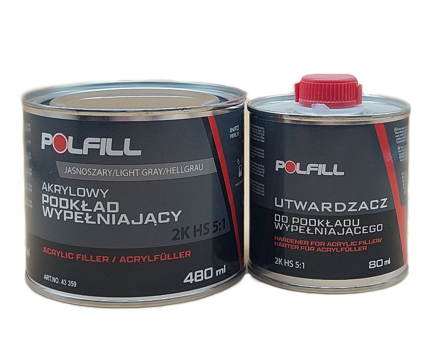 Грунт акриловый 5:1 2K HS серый 400мл+80мл затв. Polfill Киев - изображение 1