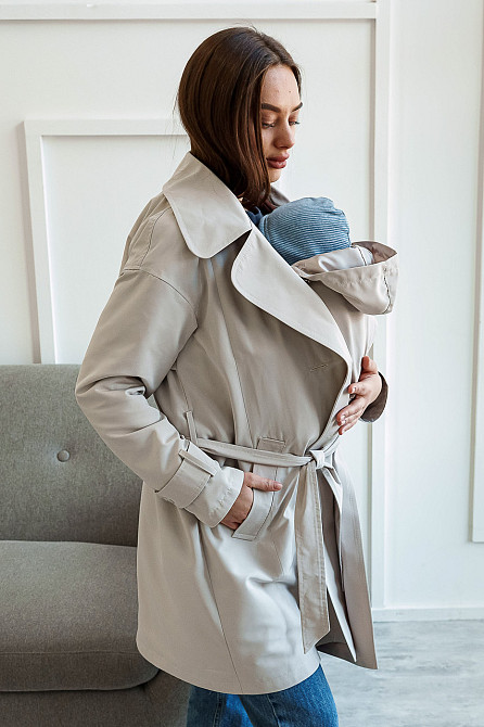 Демисезонный плащ 3 в 1 для беременных и слингоношения Kimberly 46 Lullababe Молочный LB01KM162 Кривой Рог - изображение 9