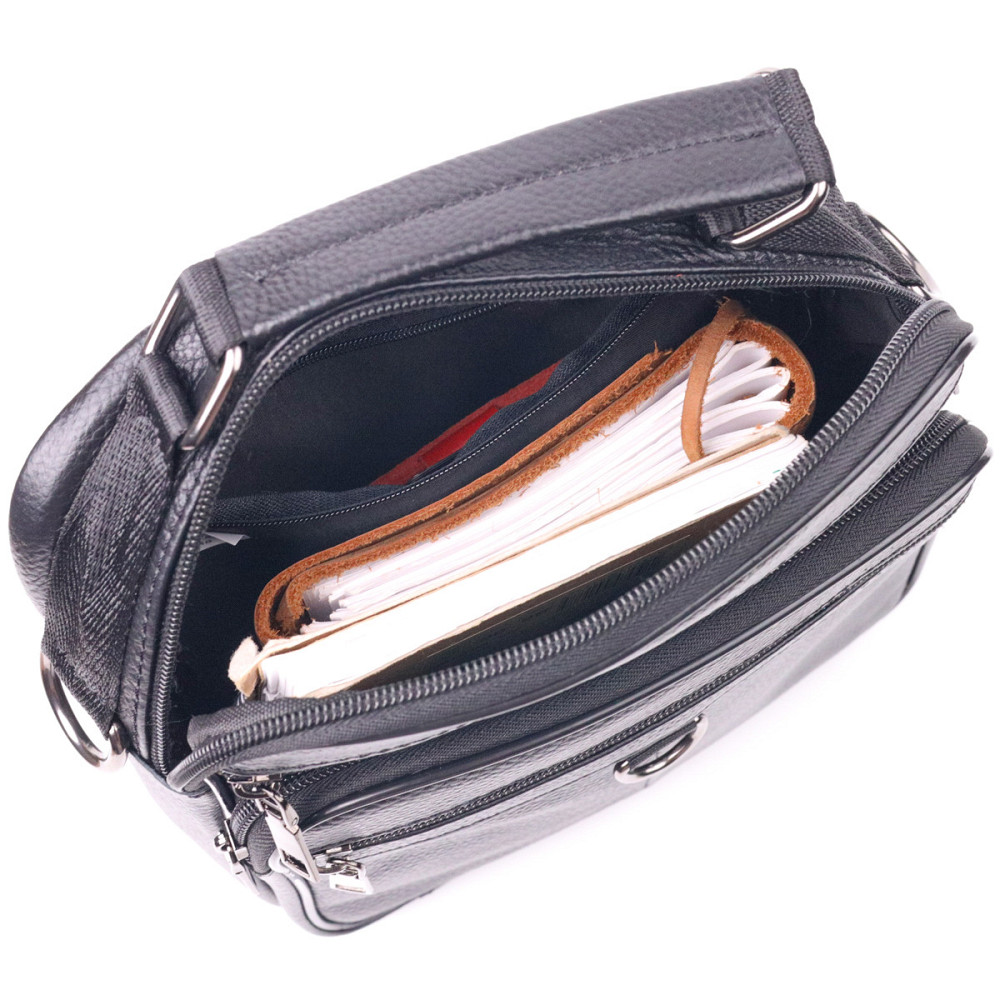 Якісна чоловіча сумка з натуральної шкіри 21278 Vintage Чорна Київ - фото 7