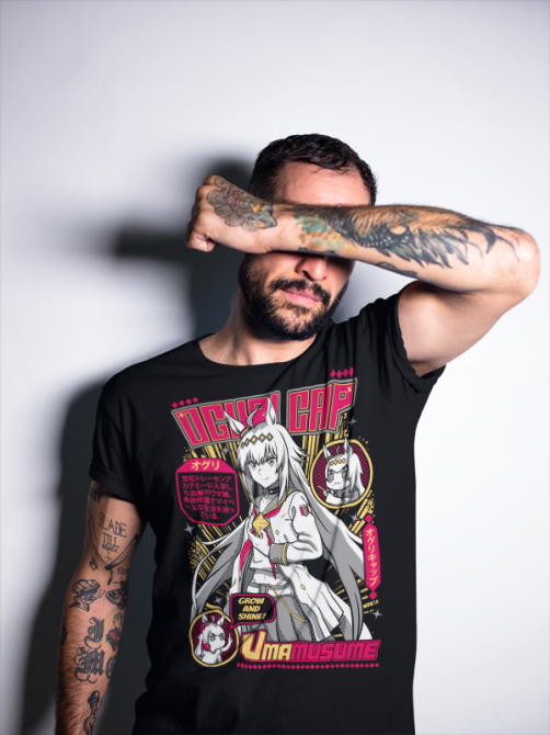 Футболка мужская аниме Огури Кап Ума Мусуме оверсайз (S/M/L) Черний AnimeJ0001 Днепр - изображение 7