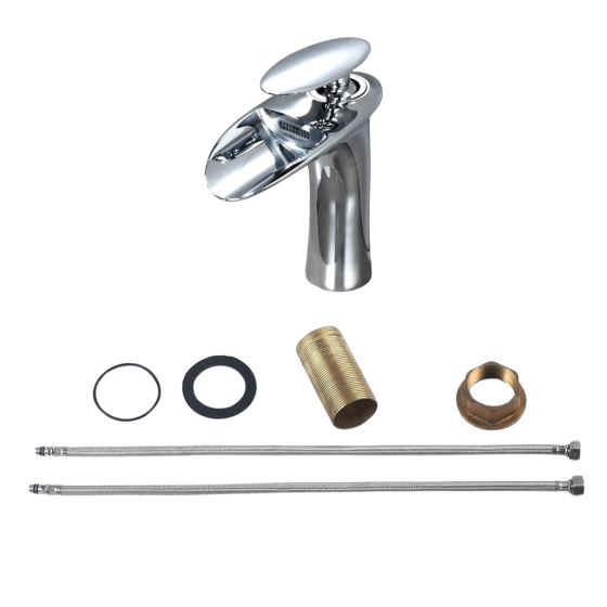 Змішувач для умивальника, раковини з латуні дизайнерський, одноважільний покриття хром Кам'янець-Подільський