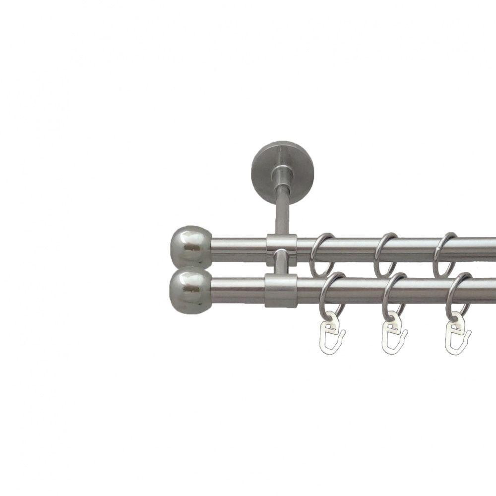 Карниз Orvit Куля Болонь металевий дворядний закритий гладка труба кільце металеве Нержавіюча Сталь 16\16 мм 300 см (5503198) Львів - фото 1