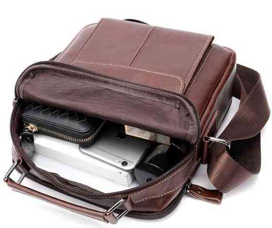 Сумка чоловіча шкіряна Vintage 14835 Коричнева Київ