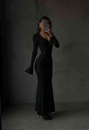 Женское элегантное, притягательное макси платье турецкое ангоро Черный, 44/46 Одесса