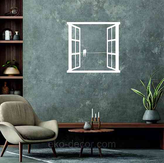 Декоративное настенное Панно «Птицы в окне» Декор на стену 90*85 см, Белый Киев