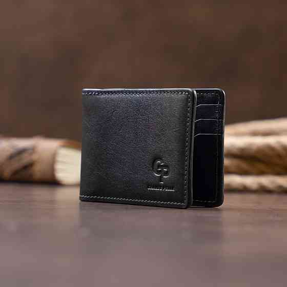 Стильное портмоне с зажимом для денег без застежки Черное (GRANDE PELLE) Киев