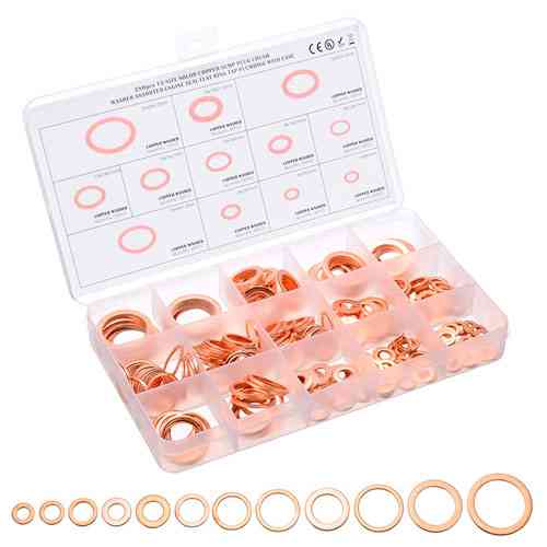 Набор уплотнительных колец шайб 280шт, 12 видов, медные Винница