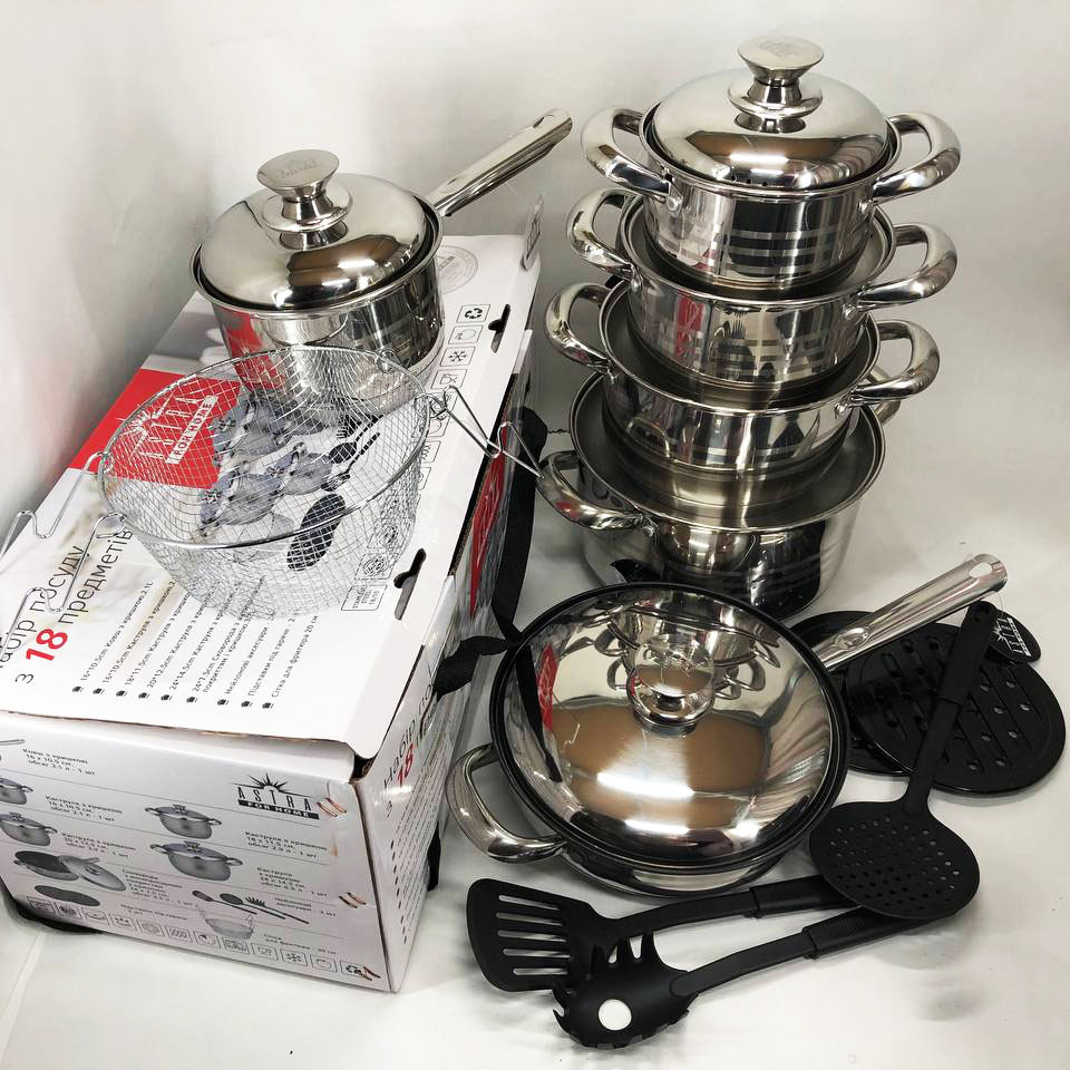 Набір каструль з жаростійкою кришкою, Набір високих каструль практичних AI-99 Львів - фото 15