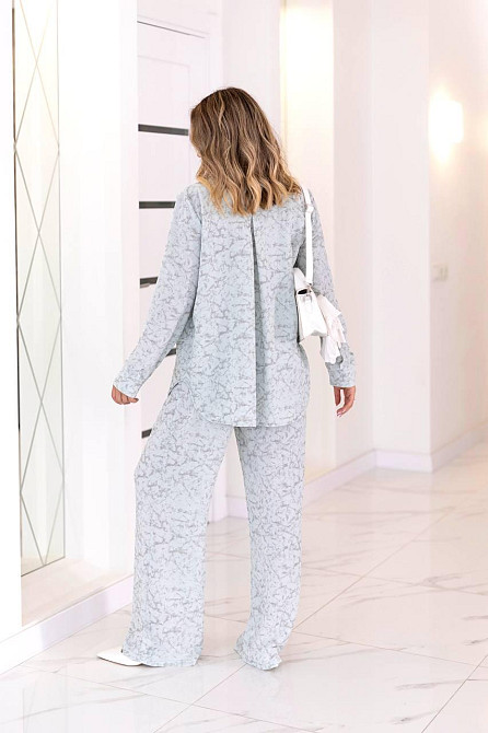 Жіночий легкий прогулянковий костюм: сорочка та штани американський креп Блакитний, 46/48 Одеса - фото 5