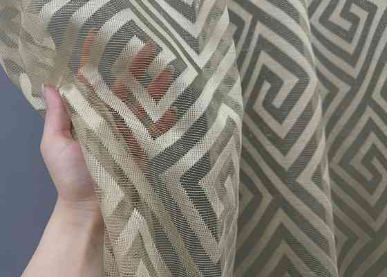 Тюль жакард, колекція "Ромб Меандр" колір бежевий 1557т Київ