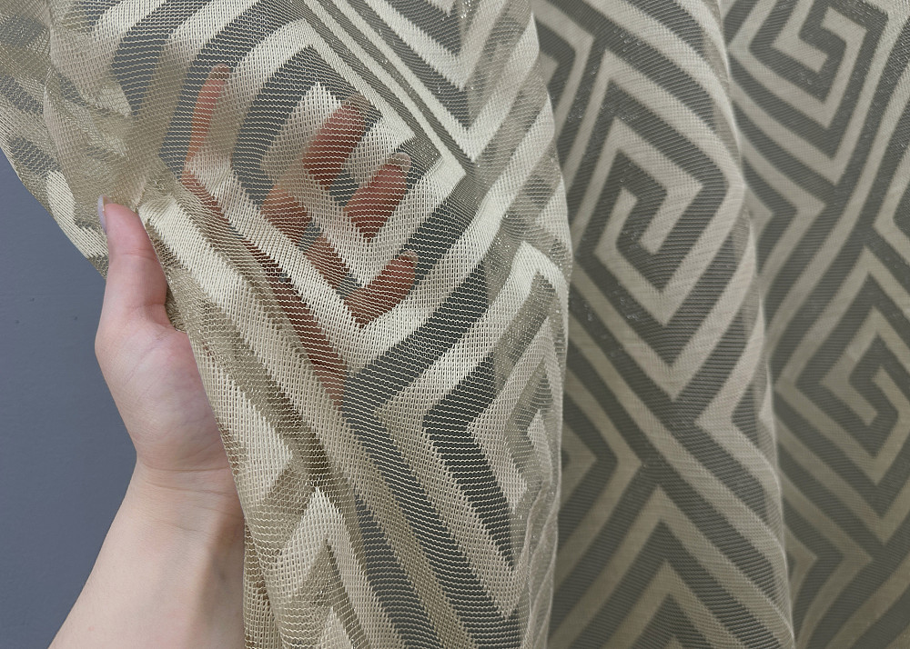 Тюль жакард, колекція "Ромб Меандр" колір бежевий 1557т Київ - фото 3