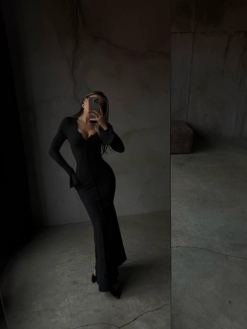 Женское элегантное, притягательное макси платье турецкое ангоро Черный, 44/46 Одесса - изображение 7