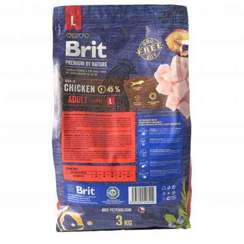 Корм сухой Brit Premium Dog Adult L для взрослых собак больших пород весом 25-45 кг с курицей 3 кг Киев