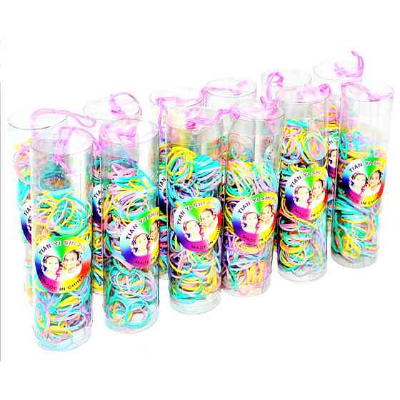 Силиконовые резинки для волос Разноцветные 0308-587-2 в тубе, 12 шт Винница