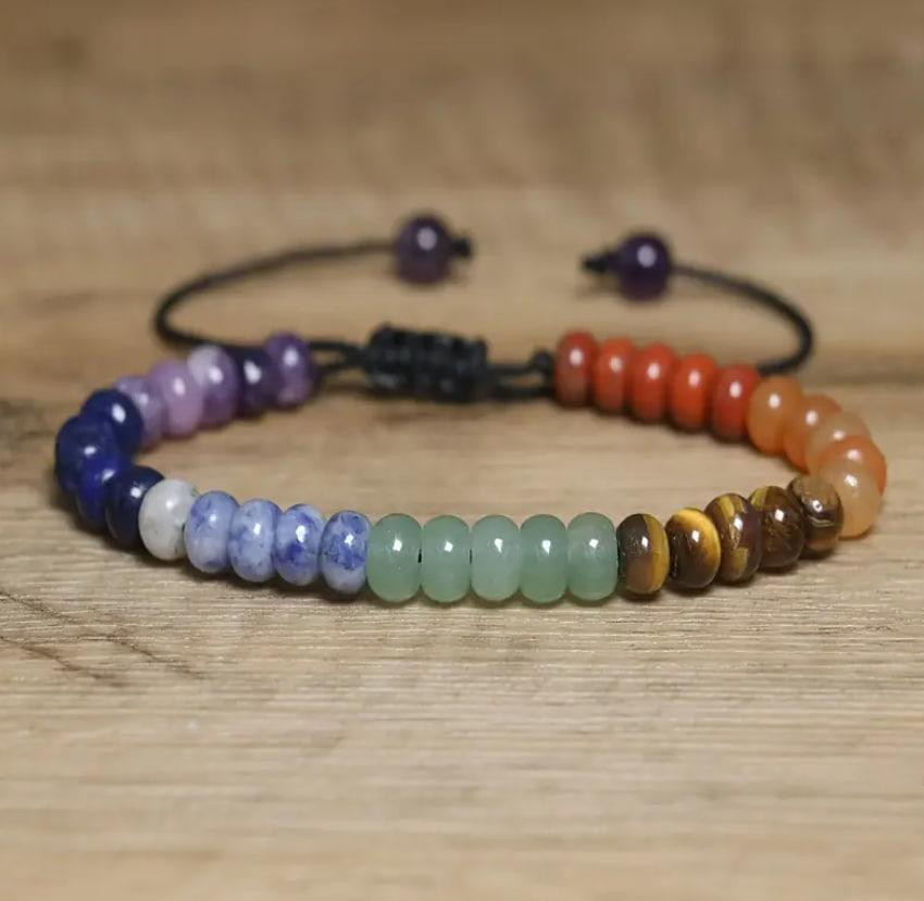 Браслет 7 Чакр із натуральних каменів, що регулюється – енергетичний браслет для гармонії та балансу Київ - фото 1