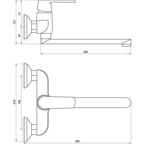 Змішувач для кухні зі стіни Globus Lux Laguna GLA-0104-10-BB Тернопіль