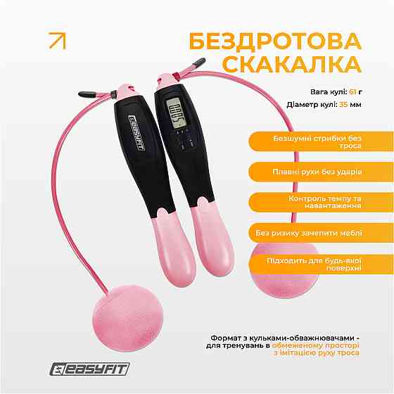 Скакалка для схуднення EasyFit TwinRope 2,8 м чорний-рожевий Коломия