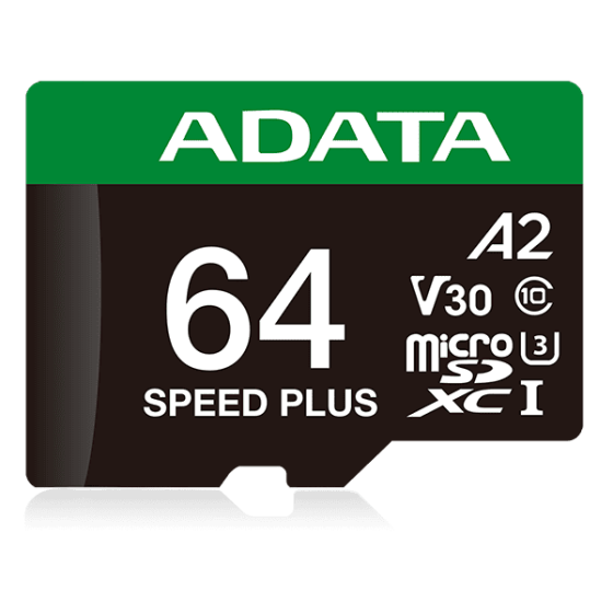 Карта пам'яті microSDXC (UHS-1 U3) A-DATA SPEED PLUS 64Gb Class 10 V30 A2 (R-160Mb/s W140Mb/s) (adapter SD) Одеса
