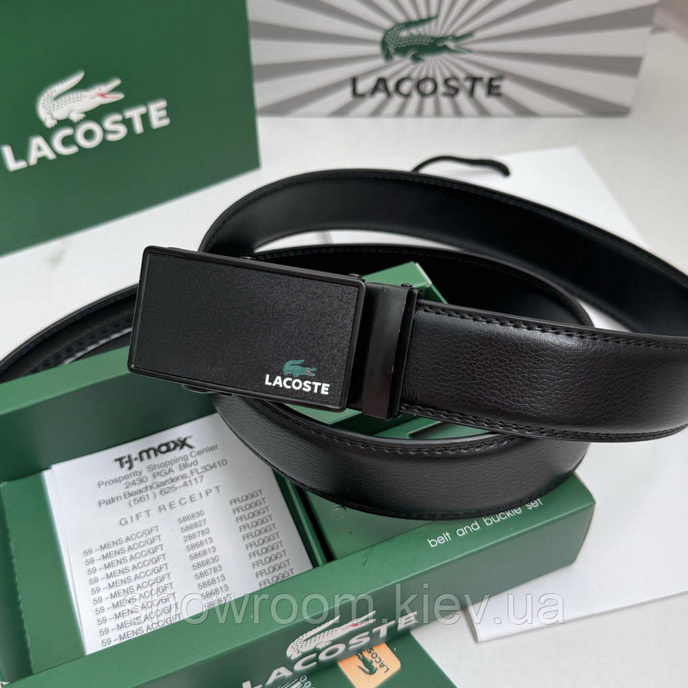 Мужской кожаный ремень с двумя пряжками автомат Lacoste (991) Киев - изображение 4