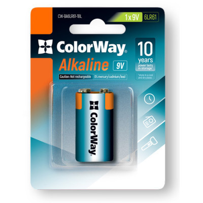 Батарейка ColorWay Крона 6LR61 9V Alkaline Power * 1 (CW-BA6LR61-1BL) Вінниця - фото 2