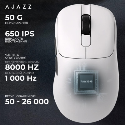 Мышка Ajazz AJ179PRO Wireless/Bluetooth/USB Charging Dock White (AJ179-PRO-W) Винница - изображение 6