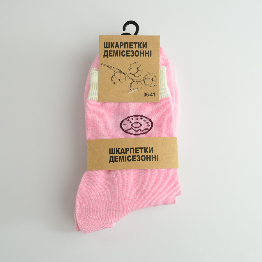 Демісезонні шкарпетки жіночі класичні з малюнком GM Textile Високі 36-41 Рожевий Суми - фото 4