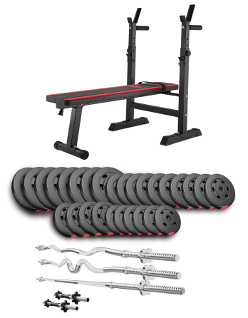 Набір Hop-Sport Premium 173кг з лавою HS-1080, штангами та гантелями Київ