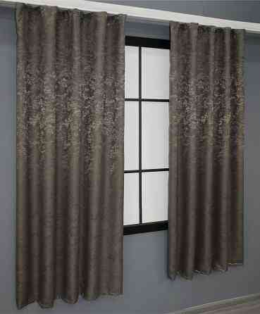 Комплект коротких штор VR-Textil Лен мрамор Pavliani № 1288ш 130х170 см 2 шт Темное какао (35-0064) Киев