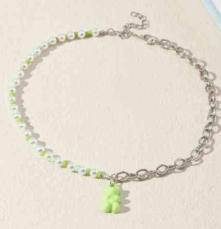 Бусы с мишками салатовые - длина 40см, (ругелируется), пластик Киев