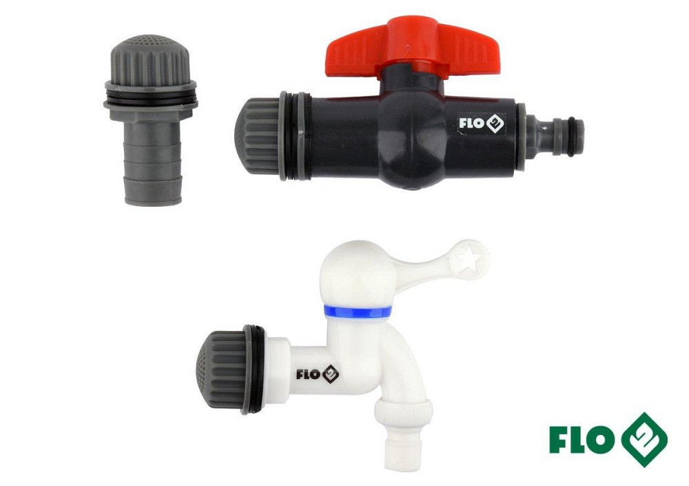 Вентилі для збірного бака дощової води FLO : Ø= 3/4", з ПВХ, 3 шт [50] Одеса - фото 1