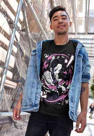 Футболка аниме Истребитель демонов оверсайз (S/M/L) Черний AnimeJ1020 Днепр