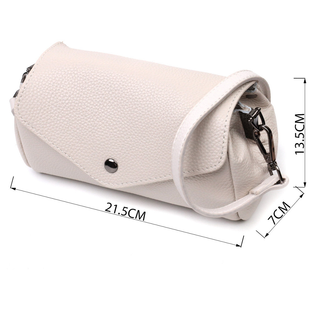 Кожаная женская сумка с треугольным клапаном Vintage 22255 Белая Киев - изображение 3