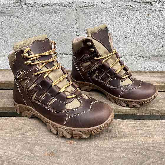 Військові черевики чоловічі, демісезонні, коричневі, захист від вологи, стійкі до стирання, анатомічна устілка Львів