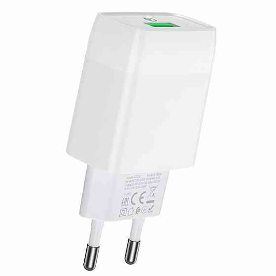 Мережевий зарядний пристрій HOCO C72Q Glorious single port QC3.0 charger 18W White Київ