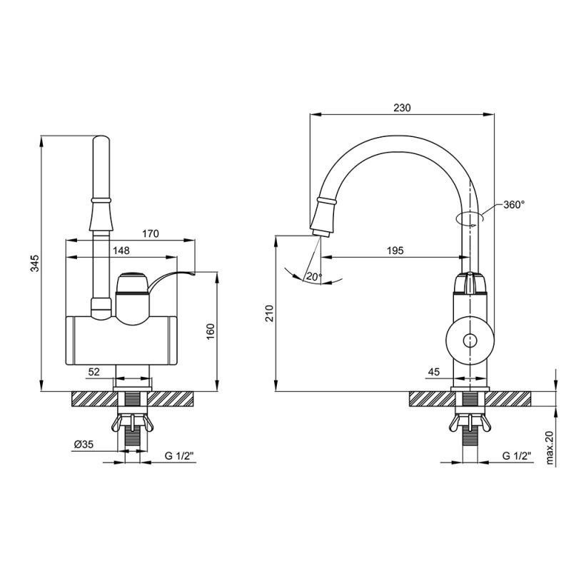 Проточный кран-водонагреватель кухонный для кухни Lidz Warm 058 LDWAR058WCR24985 White / Chrome Харьков - изображение 2