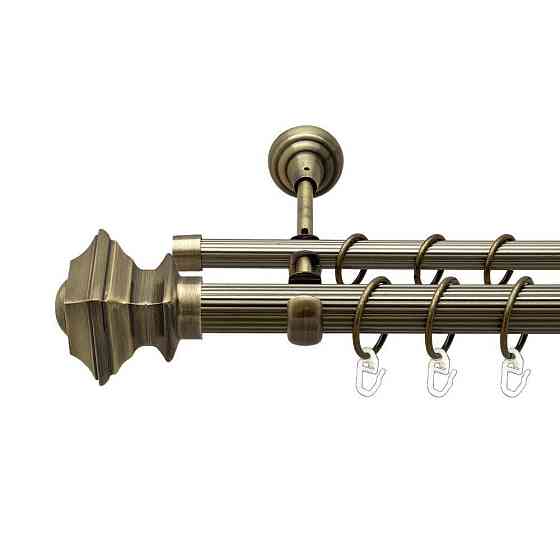 Карниз Orvit Борджеза металевий дворядний відкритий рифлена труба кільце металеве Антик 25\16 мм 300 см Львов