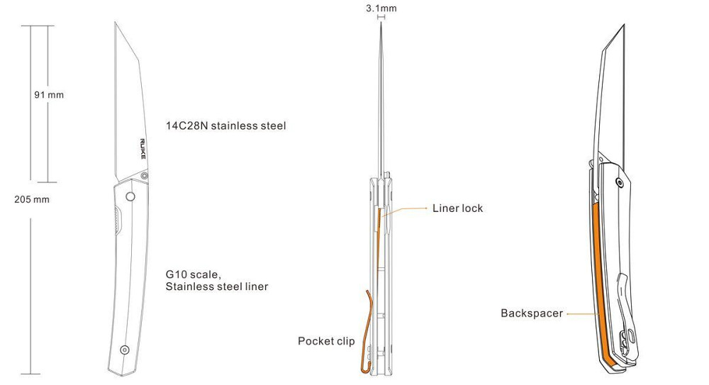 Нож складной Ruike Fang P865-B Ровно - изображение 5