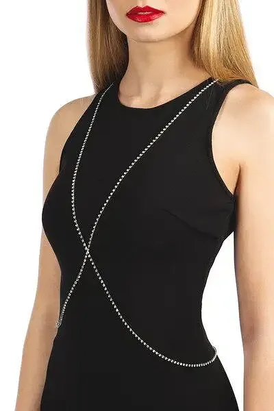 Сріблястий ланцюжок для бюста Bijoux Pour Toi – Elena Silver зі стразами Львів - фото 1