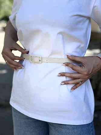 Ремінець лакований вузький "Milano" Бежевий Київ